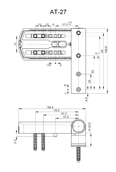 Петля дверная аналог Roto PS-27 (140кг) чертеж