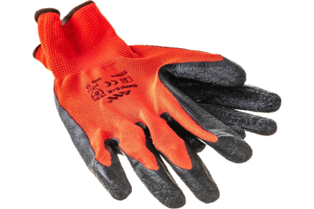 Перчатки рабочие нейлоновые с рифленым латексным покрытием арт.1421 (12 240)