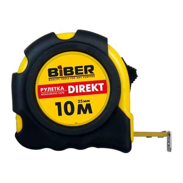 БИБЕР 40105 Рулетка ''DIREKT'' обрезиненный корпус 10м х 25мм (10 100)