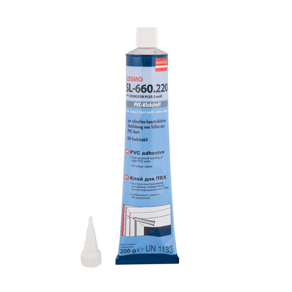 COSMOFEN PLUS (SL-660.220), клей для ПВХ жесткий, белый, 200г (30)